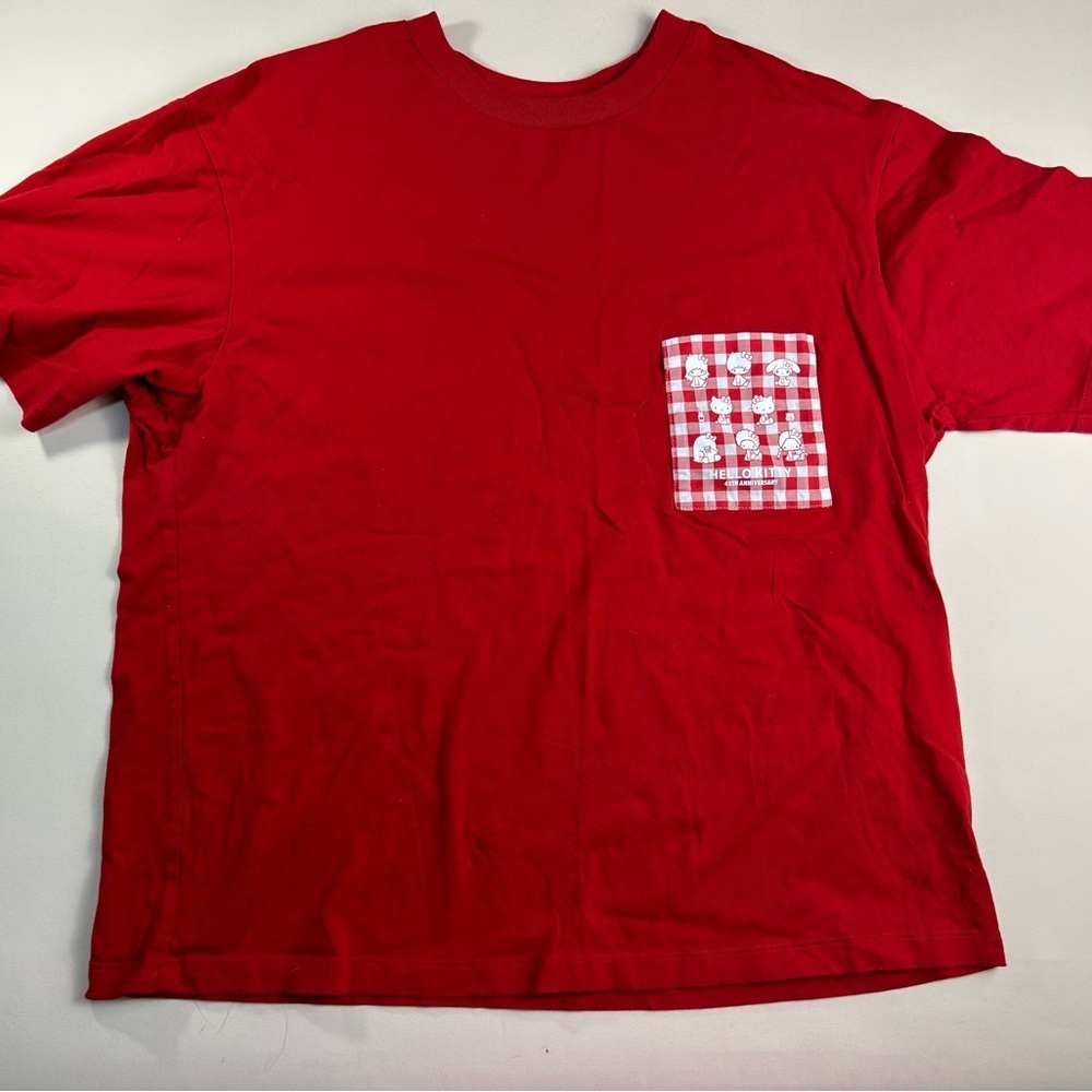 Uniqlo Sanrio  Red Blouse with Checkered Pocket / Hello kitty